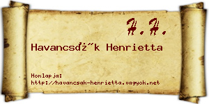 Havancsák Henrietta névjegykártya