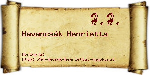 Havancsák Henrietta névjegykártya
